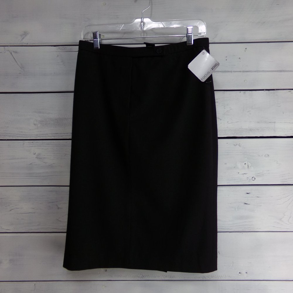NWT Focus 2000-Black Polyester Pencil Skirt Size 4